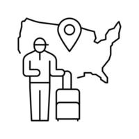 illustration vectorielle de l'icône de la ligne de tourisme américain vecteur