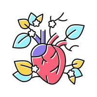 illustration vectorielle d'icône de couleur de coeur en fleurs vecteur