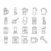 machine à café et icônes accessoires set vector