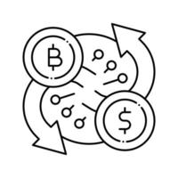 illustration vectorielle de l'icône de la ligne de crypto-monnaie d'échange vecteur