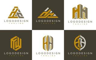 ensemble de modèles de logo de lettre hh hh de ligne moderne. vecteur de marque hh minimaliste.