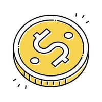 pièce de monnaie couleur dorée icône illustration vectorielle vecteur