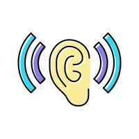 illustration vectorielle de l'icône de couleur de bruit d'écoute et d'audition vecteur