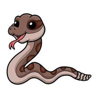 dessin animé mignon de serpent à sonnette sur fond blanc vecteur