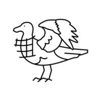 déchets plastiques oiseau ligne icône illustration vectorielle vecteur