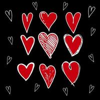 jeu d'icônes de coeur dessiné à la main, amour. avec un style différent. isolé sur fond blanc. illustration vectorielle pour la conception de concept vecteur