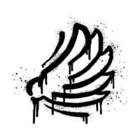 icône d'ailes graffiti peintes à la bombe en noir sur blanc. symbole de goutte à goutte des ailes. isolé sur fond blanc. illustration vectorielle vecteur