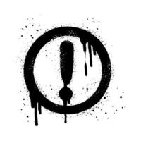 point d'exclamation graffiti peint à la bombe en noir sur blanc. symbole d'avertissement de danger. isolé sur fond blanc. illustration vectorielle vecteur