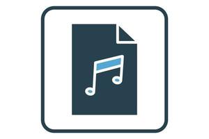 illustration d'icône de musique de fichier. icône liée au lecteur de musique. style d'icône solide. conception de vecteur simple modifiable