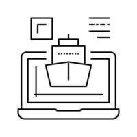 illustration vectorielle de l'icône de la ligne du programme informatique de modélisation de navire vecteur