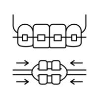 processus de travail accolades dentaires ligne icône illustration vectorielle vecteur