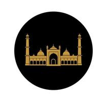 icône de vecteur doré jama masjid. mosquée jama, illustration plate de delhi. art islamique.