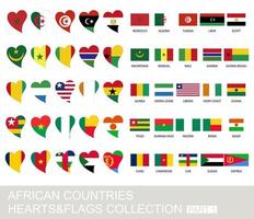 ensemble de pays africains, coeurs et drapeaux, partie 1 vecteur