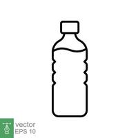 icône de ligne de bouteille d'eau. style de contour simple. bouteille en plastique, boisson, minéral, soda, jus, concept d'emballage de nourriture et de boisson. illustration vectorielle isolée sur fond blanc. ep 10. vecteur