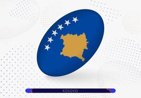 ballon de rugby avec le drapeau du kosovo dessus. équipement pour l'équipe de rugby du kosovo. vecteur