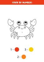 coloriez le joli crabe rouge par numéros. feuille de travail pour les enfants. vecteur