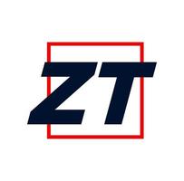 icône de monogramme des lettres initiales du nom de la société zt. lettres zt sur le carré rouge. vecteur