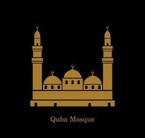 mosquée de quba, icône de vecteur de médina. masjed quba illustration vectorielle dorée.