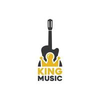 guitare avec inspiration de conception de logo de musique royale couronne vecteur