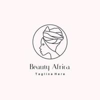 belle femme africaine dessin au trait logo design inspiration vecteur