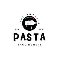 modèle de conception de logo vintage de nouilles de pâtes spaghetti sur fond blanc vecteur