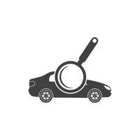 Voiture et loupe icône logo vector illustration design