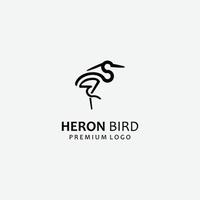 héron oiseau logo icône ligne art conception illustration vecteur
