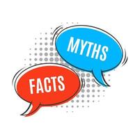 mythes contre les faits icône avec pop art discours bulles vecteur