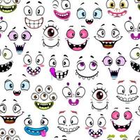 effrayant ou sinistre dessin animé visage emoji sans couture modèle vecteur