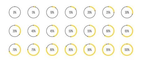 ensemble de diagrammes de pourcentage de cercle vector illustration