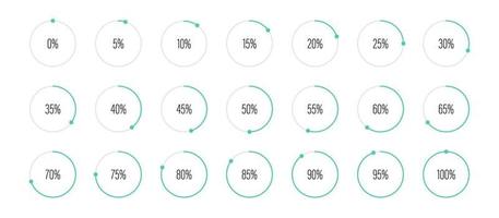 ensemble de diagrammes de pourcentage de cercle vector illustration