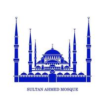 sultan hamed mosquée vecteur icône. sultan hamed mosquée bleu vecteur illustration. bleu mosquée icône.