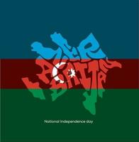 Azerbaïdjan écrit dans carte forme. Azerbaïdjan carte caractères. content indépendance journée de Azerbaïdjan. vecteur