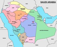 saoudien Saoudite carte avec alentours les frontières vecteur