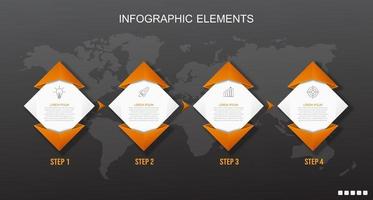 modèle d'éléments infographiques orange et noir vecteur