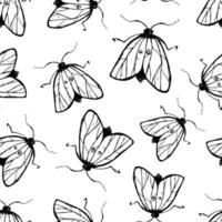 fond de vecteur avec des illustrations dessinées à la main d'insectes. dessin mouche coléoptère papillon. modèle sans couture entomologique.
