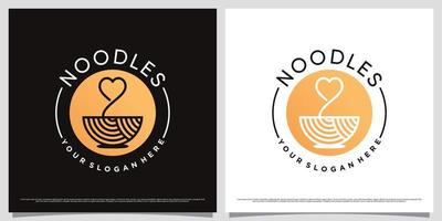 modèle de conception de logo de nouilles ramen avec élément d'amour et concept moderne vecteur