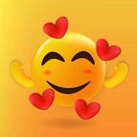 mignon emoji étreignant un coeur rouge