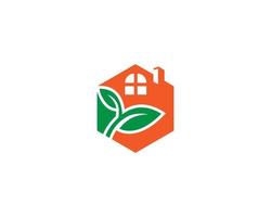 vert maison logo conception avec feuille environnement élément vecteur modèle.