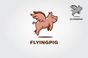 en volant porc vecteur logo modèle. le illustration fantaisie porc logo conception. prendre une toucher de la créativité et amusement pour avec votre entreprise.