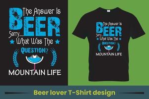 conception de t-shirt amateur de bière de vin, conception de t-shirt drôle d'amateur de bière tenant un verre à bière, adapté à tout vecteur pro de site de pod