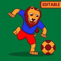 illustration vectorielle de lion, lion jouant au football, vecteur