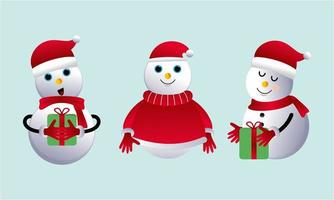 ensemble de bonhommes de neige de dessin animé dans différentes poses illustration vectorielle vecteur