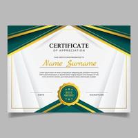 moderne vert professionnel certificat modèle vecteur