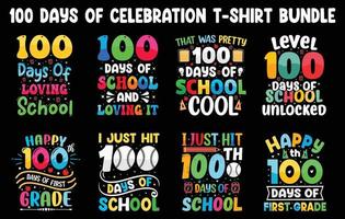 Ensemble de t-shirts des 100e jours d'école, ensemble de conception de t-shirts de cent jours vecteur