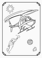 joli avion drôle et heureux avec espace et coloriage de galaxie pour les enfants vecteur