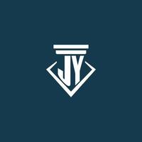jy initiale monogramme logo pour loi entreprise, avocat ou avocat avec pilier icône conception vecteur