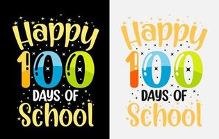 100e jours d'école t-shirt, ensemble de conception de t-shirt cent jours vecteur