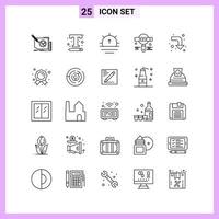 25 icônes dans les symboles de contour de style de ligne sur fond blanc signes vectoriels créatifs pour le web mobile et impression fond vectoriel d'icône noire créative
