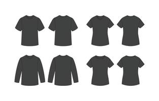contour T-shirt noir collection vecteur